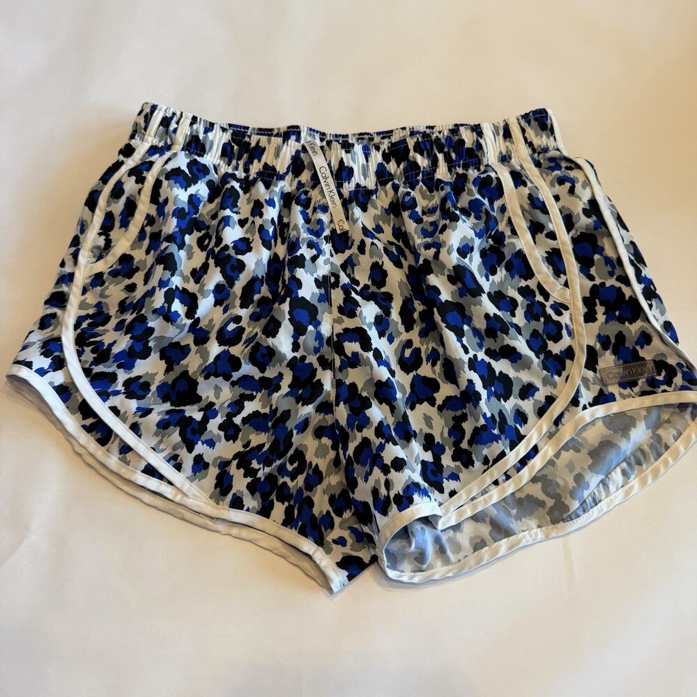 Calvin Klein Women’s Brief Lined Running Shorts Blue White Black M (A0130)